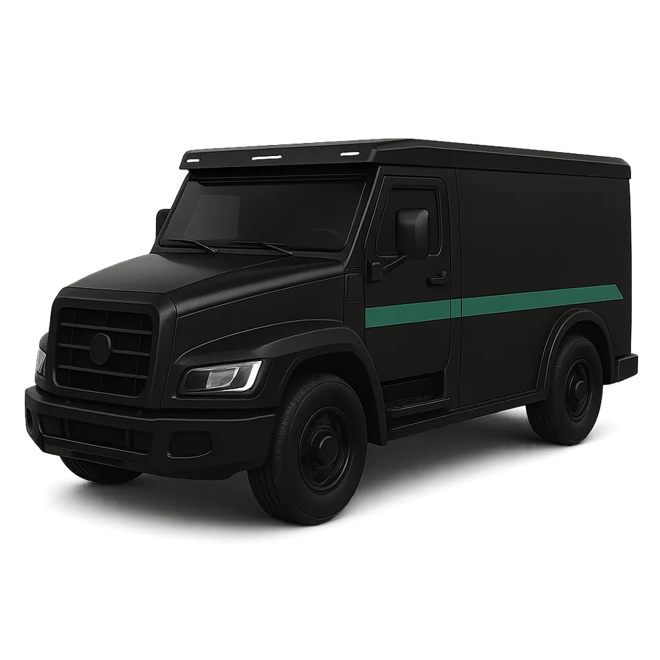 Cash-in-transit van fitted with tracking, door sensors and an SOS button